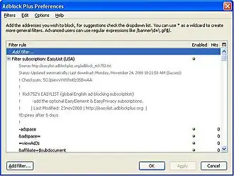 Preferenze di Adblock plus