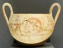 Kantharos attico, (dalla Beozia), ca. 715–700 a.C. (periodo tardo geometrico). Louvre, CA1987.