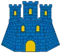 Castello d'azzurro, aperto e finestrato d'oro