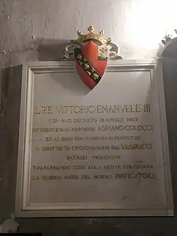 Decreto reale del 1927 di fusione dei Colocci con i Vespucci