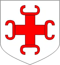 D'argento, alla croce a ferro da mulino di rosso