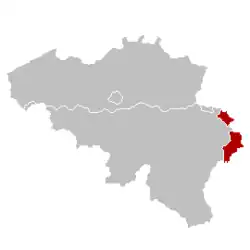 Mappa della Comunità germanofona del Belgio