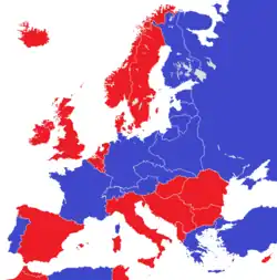 Repubbliche (in blu) in Europa nel 1930