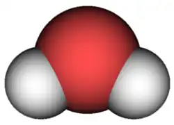Modello generato al computer di una molecola d'acqua.