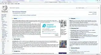 Interfaccia desktop di Internet Explorer 11 su Windows 7