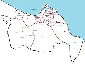 Le 11 circoscrizioni dopo il 1977.