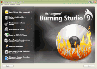 Finestra principale di Ashampoo Burning Studio 9