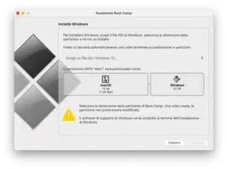 Assistente Boot Camp su macOS Big Sur