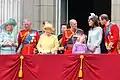 La famiglia reale sulla balconata di Buckingham Palace durante il Trooping the Colour del 2012, celebrato durante il Giubileo di diamante di Elisabetta II