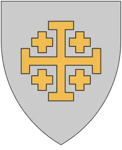 Di cenerino, alla croce di Gerusalemme d'oro.