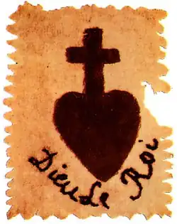 Il Sacro Cuore di Gesù nell'emblema dei Chuanes cattolici, insorti durante le Guerre di Vandea.