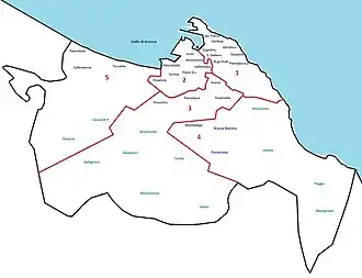 Le 5 circoscrizioni prima del 2009.