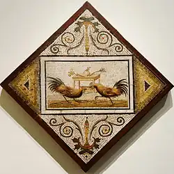 Mosaico romano raffigurante un combattimento di galli