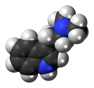 Struttura chimica 3D della dimetiltriptammina