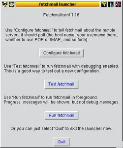 Screenshot del launcher di Fetchmail