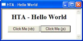Screenshot di una finestra di esempio prodotta da mshta.exe