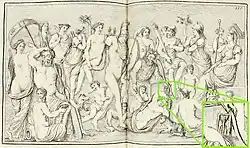 Sarcofago datato circa 350, raffigurante le nozze di Peleo e Teti (da osservare l'ingrandimento con l'oggetto tenuto da Morfeo tra le mani).