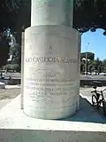 Piedistallo del monumento a Giorgio Castriota, "Impavido difensore della civiltà occidentale", in piazza Albania, a Roma.