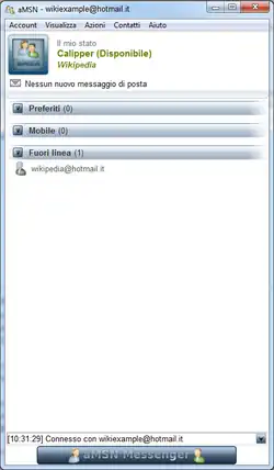 aMSN 0.98.3 in esecuzione su Windows 7