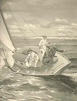 Immagine del 1907 raffigurante una scena di pesca al pesce serra negli Stati Uniti