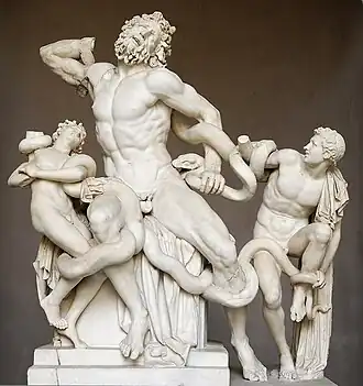 Laocoonte e i suoi figli, greco, (tardo ellenistico), c. 160 a.C. e 20 a.C., Marmo bianco, Musei Vaticani