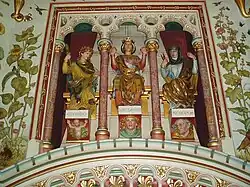 Decorazione interna: Le tre parche (Clòto, Làchesi e Àtropo)