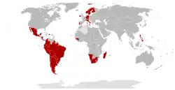 Parti della convenzione (rosso), altri membri dell'OIL (grigio).