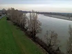 Fiume Po a Piacenza, veduta aerea
