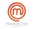 Il logo di MasterChef, un programma televisivo in cui alcuni cuochi si sfidano e sono giudicati da chef professionisti.