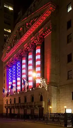 Il NYSE Building nel periodo natalizio (dicembre 2008)