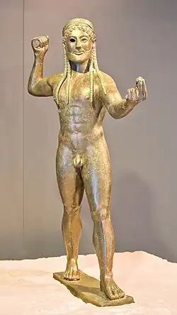 Statua in bronzo di Zeus, detta "Zeus di Ugento", intorno al 530 a.C.