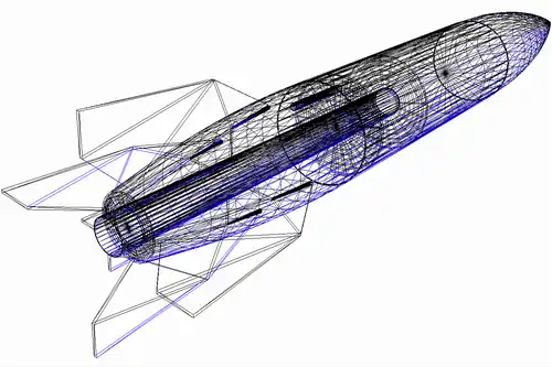 Modello wireframe del missile V2