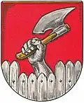 Di rosso, al pugno nascente da una palizzata d'argento, brandente un'ascia da battaglia dello stesso, manicata d'oro (Wetteborn, Germania)