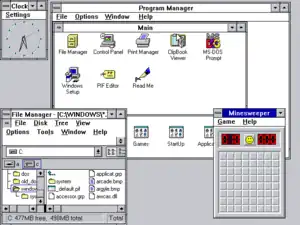 Windows 3.11 che utilizza uno Stacking window manager