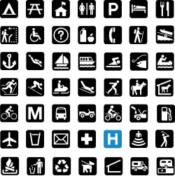 Alcuni pittogrammi usati nel National Park Service statunitense