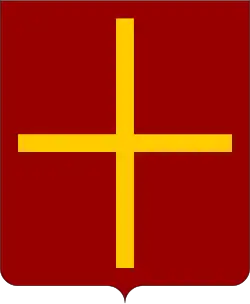 Di rosso, al filetto in croce scorciato d'oro