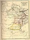 Il Belucistan indicato come regno indipendente con l'Afghanistan ed il Turkestan in una mappa del 1880.