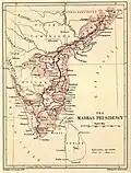 La presidenza di Madras in una mappa del 1880.