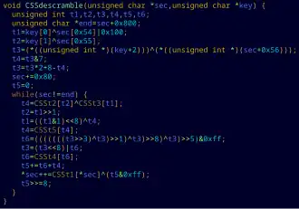 Frammento del codice di DeCSS