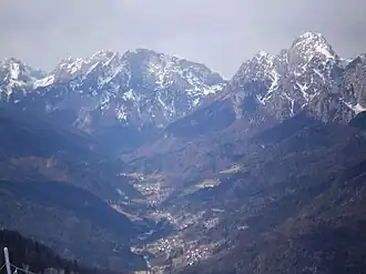 Vista verso ovest dallo Zoncolan con la Val Pesarina