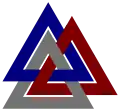 Il Valknut come Anelli di Borromeo (Knot Atlas L6a4 Archiviato il 22 gennaio 2021 in Internet Archive.)
