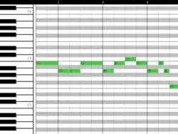 Schermata di esempio di visualizzazione del rullo per pianoforte.