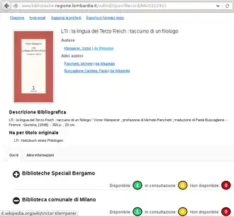 Dettaglio di un record in VuFind
